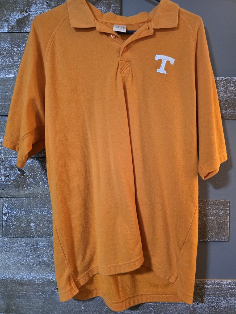 Adidas Orange Polo Shirt with White 'T' Patch